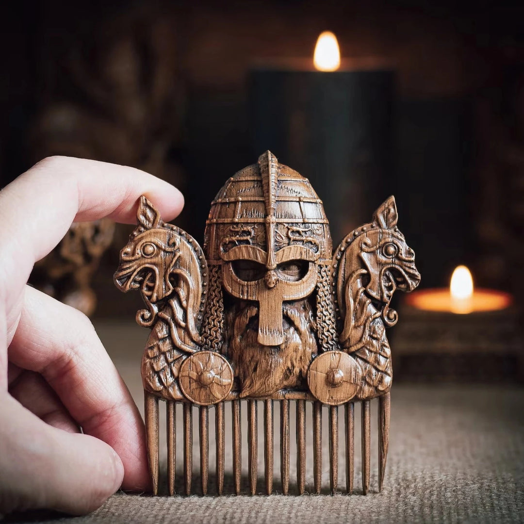 Beard comb Odin from oak