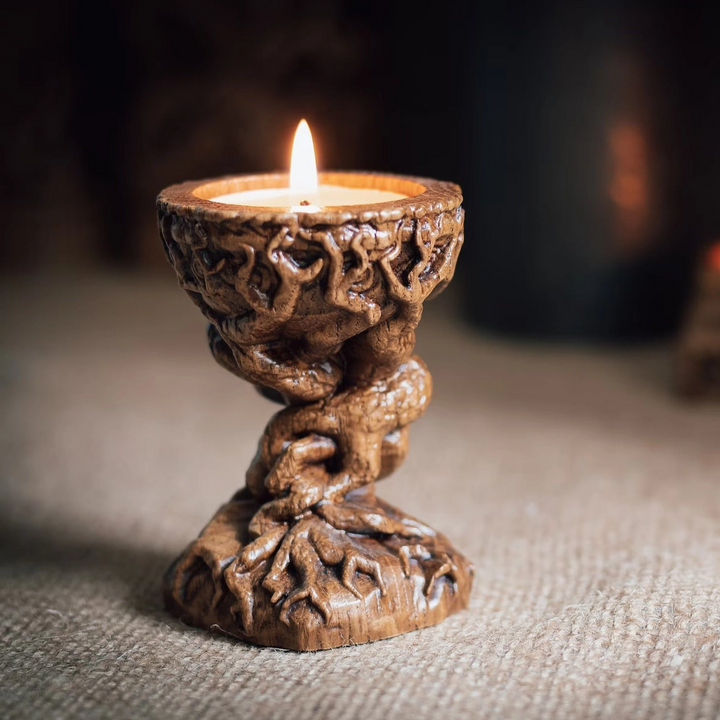 Candle holder from oak "Yggdassil"