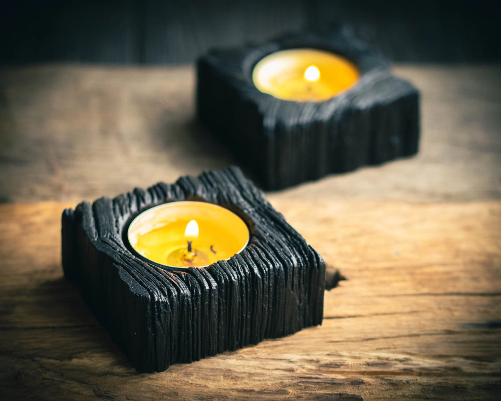 Candle holder from bog oak