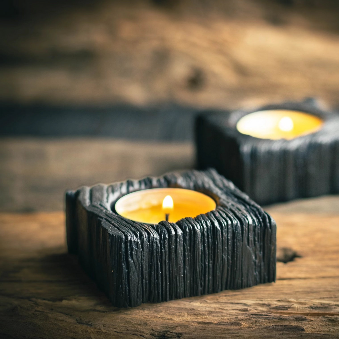 Candle holder from bog oak