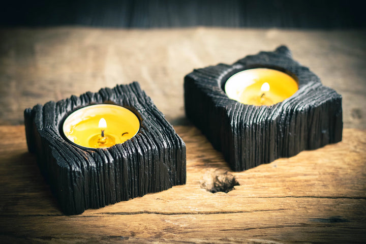 Candle holder from bog oak