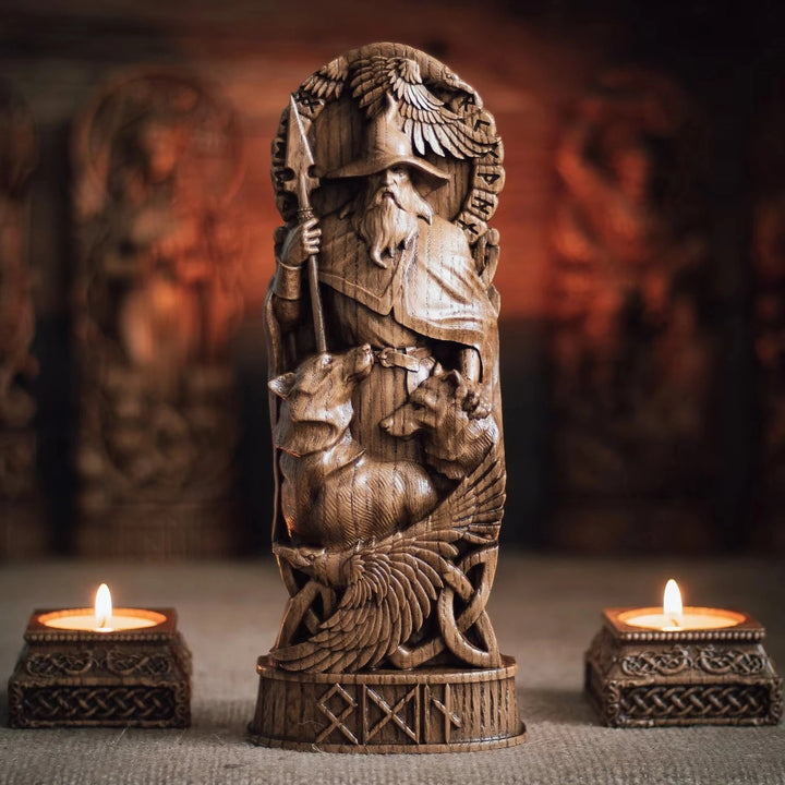 Odin wooden statue from oak