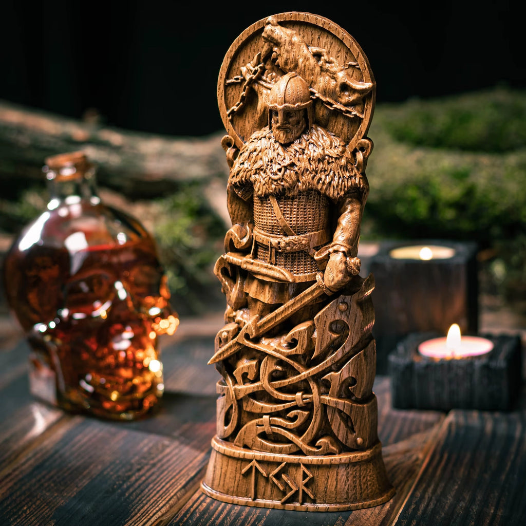 Tyr wooden statue from oak – Zagrava Workshop