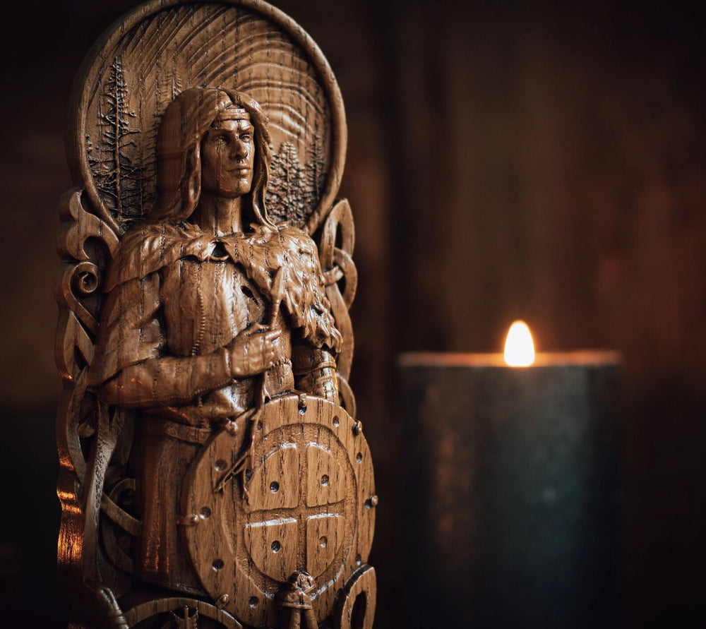 Baldr wooden statue from oak