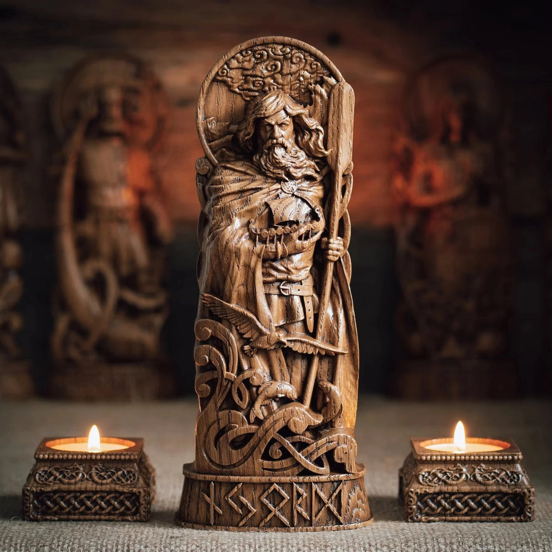 Njord wooden statue from oak