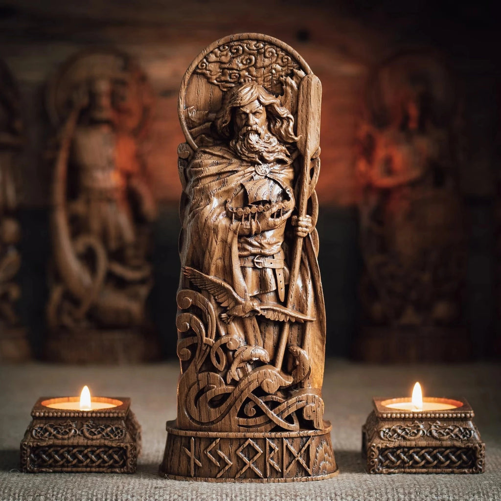 Njord wooden statue from oak – Zagrava Workshop