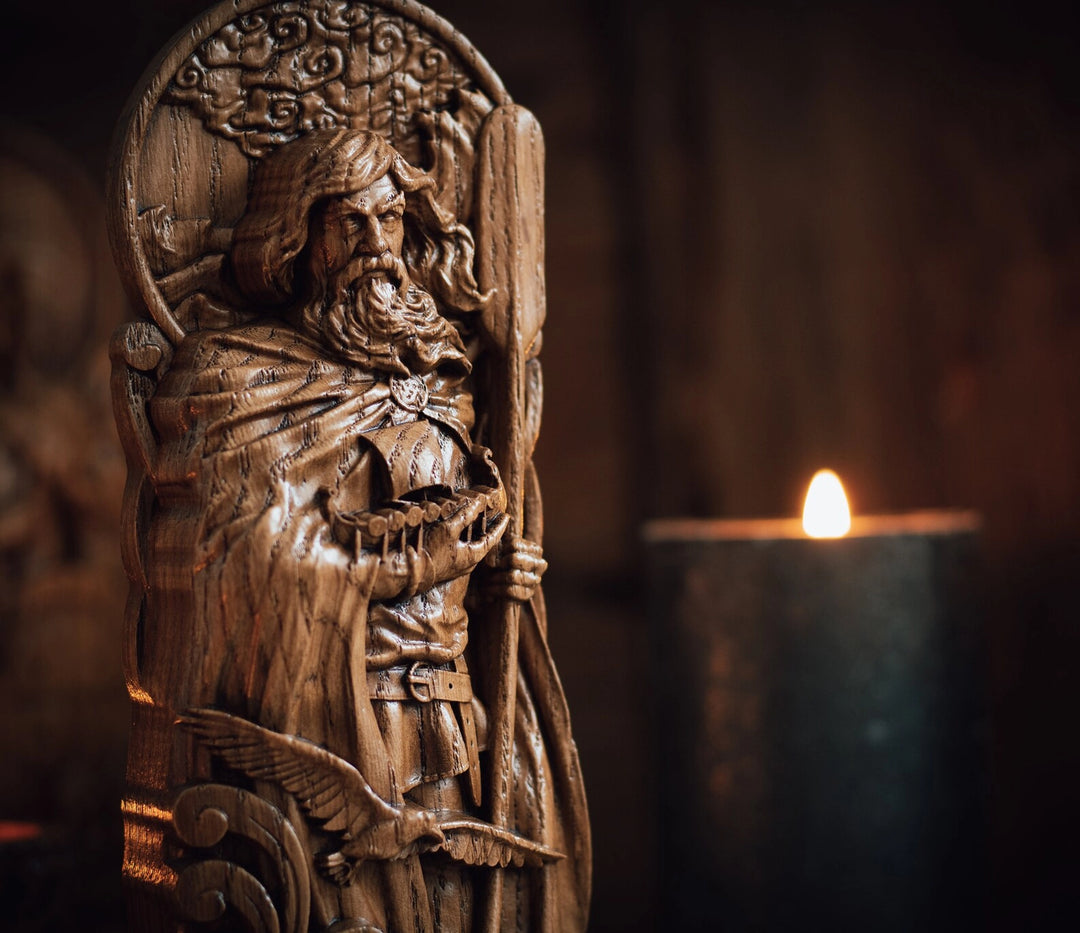 Njord wooden statue from oak