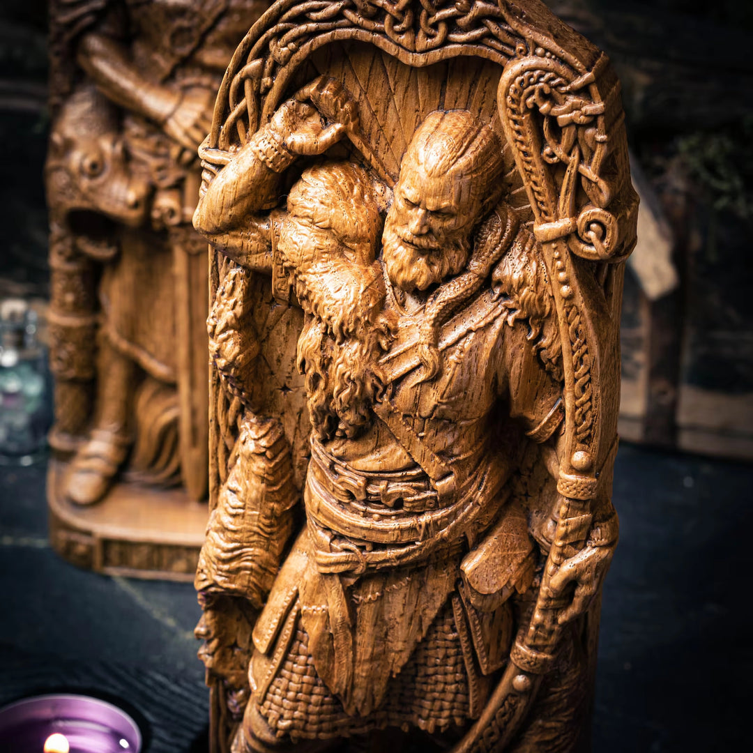 Ullr wooden statue from oak