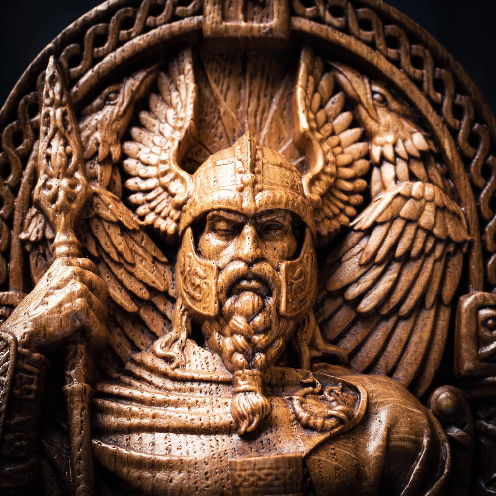 Odin wooden statue from oak