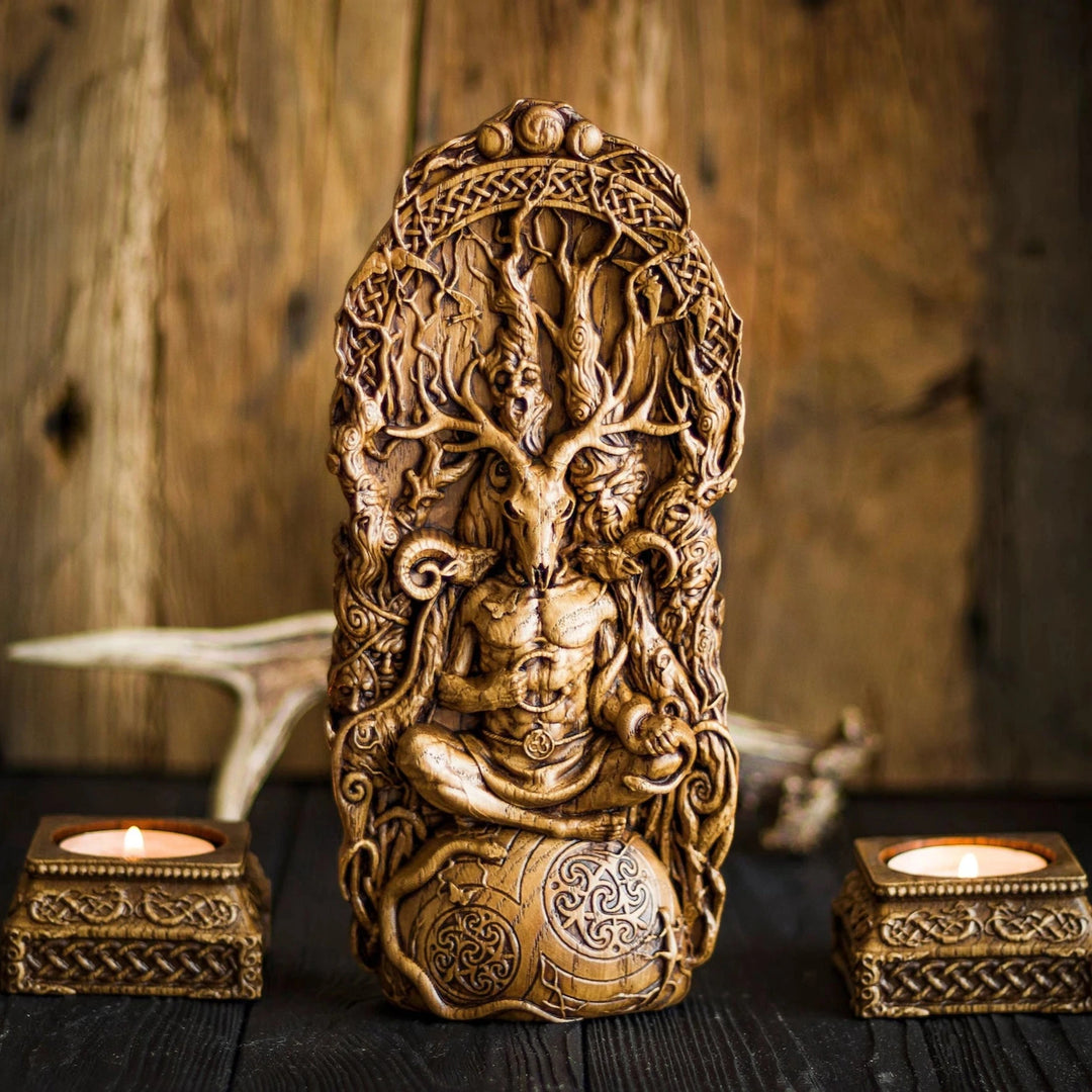 Cernunnos wooden statue from oak