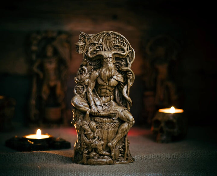 Cernunnos wooden statue from oak