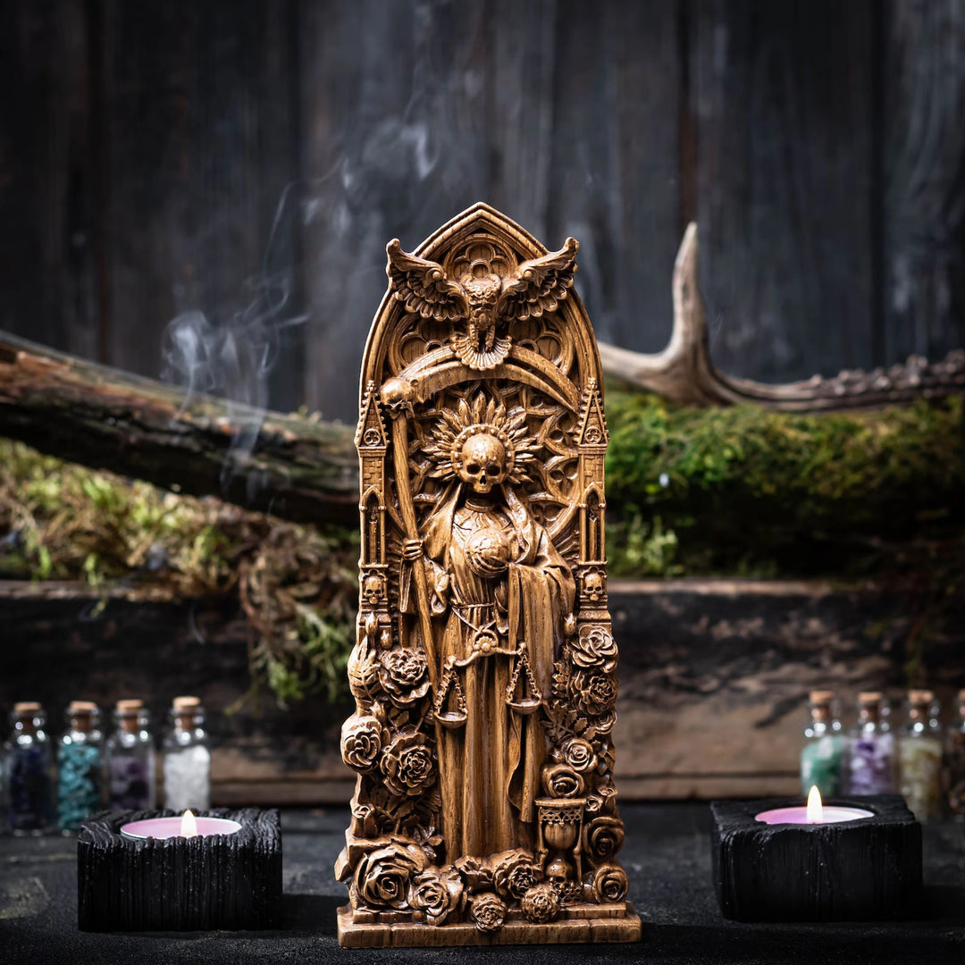 Santa Muerte wooden statue from oak