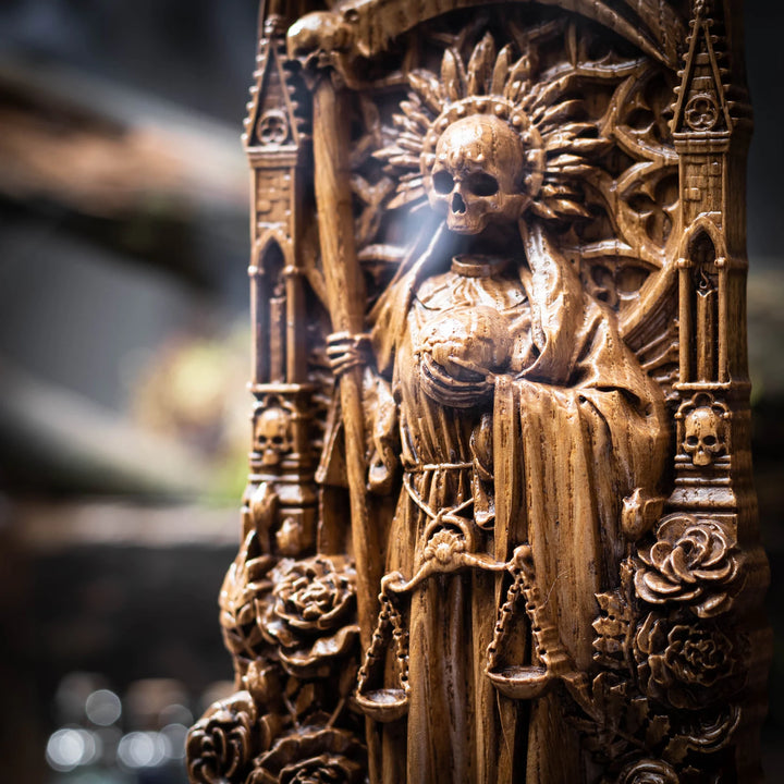 Santa Muerte wooden statue from oak