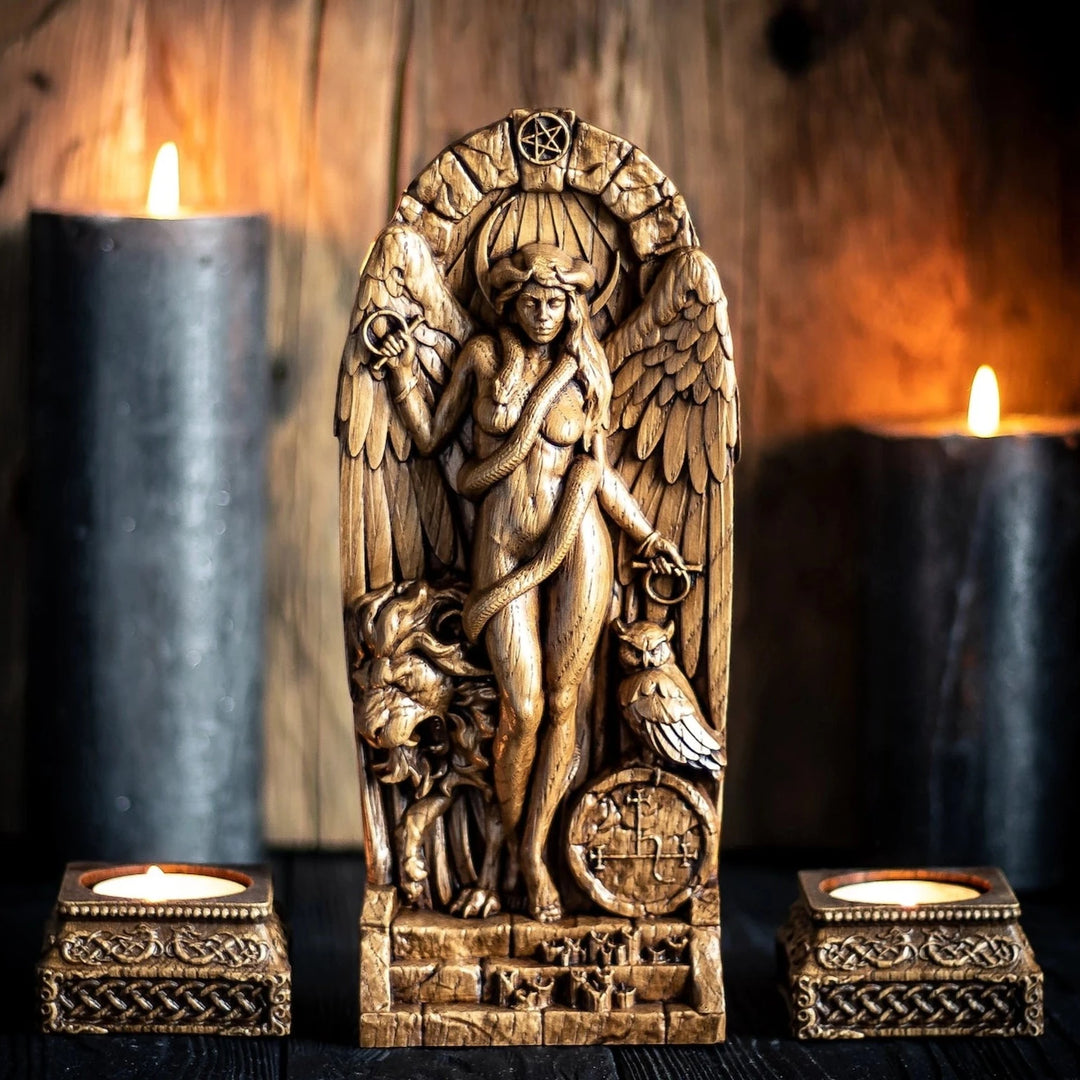 Lilith wooden statue from oak